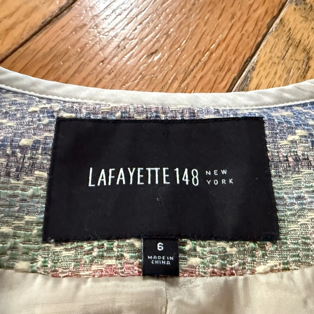 Lafayette 148 Jacket Blazer Pink Green Yellow Cotton Blend Women’s Size 6 - Picture 6 of 16